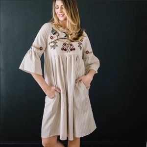 Anthro embroidered knee length dress